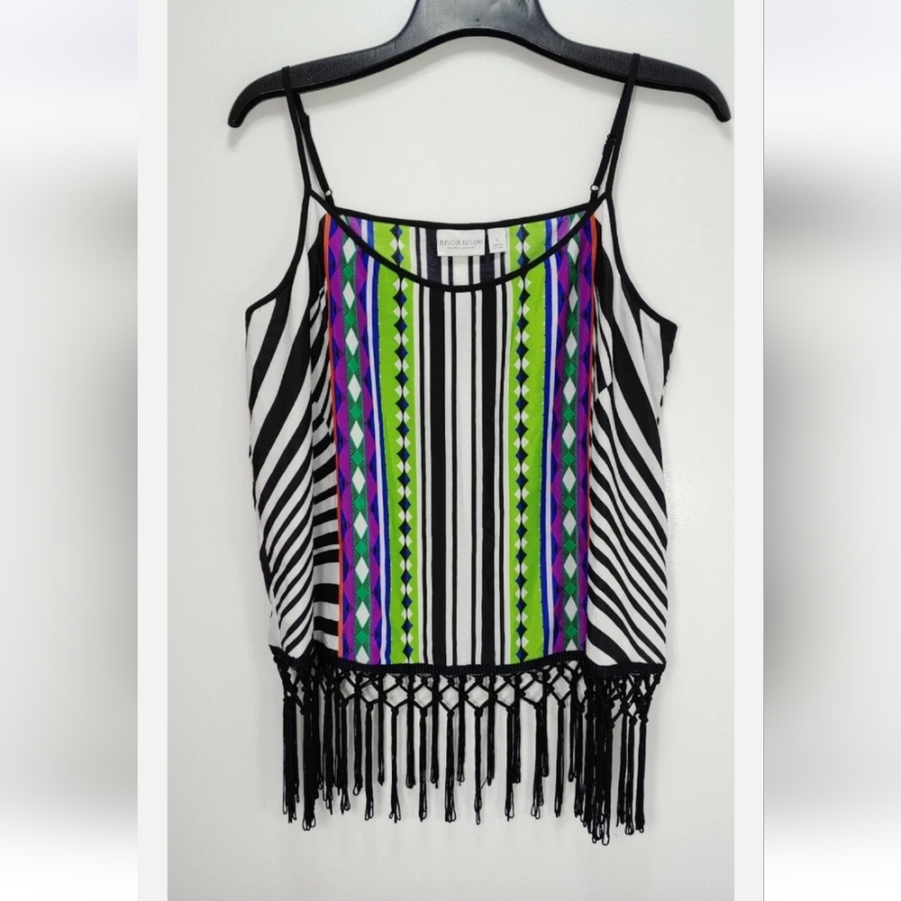 Bisou Bisou Boho Chic Tank Top With Fringe Size Xl EUC